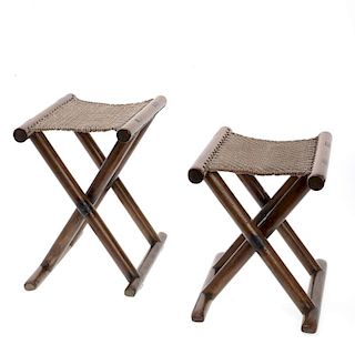 Pair Chinese Huanghuali diminutive folding stools