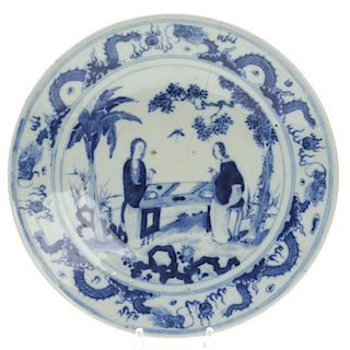 Asian blue and white porcelain dish