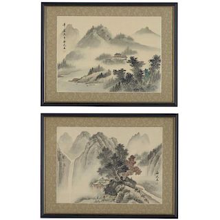 Chinese School, pair paintings on silk