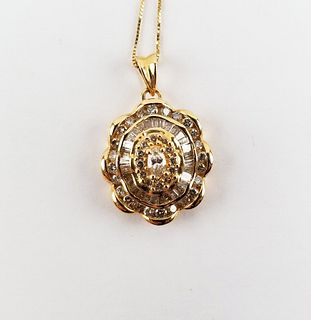 14K 2CTW Diamond Wave Pendant Necklace