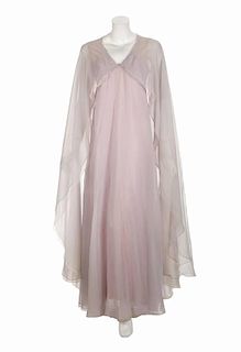 NANCY WILSON PALE PINK AND GREY CHIFFON GOWN