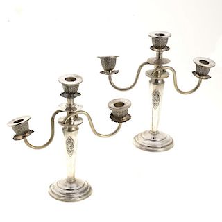 Pair Southeast Asian sterling candelabra