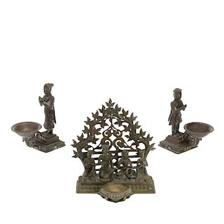 (3) Southeast Asian bronze figural censers