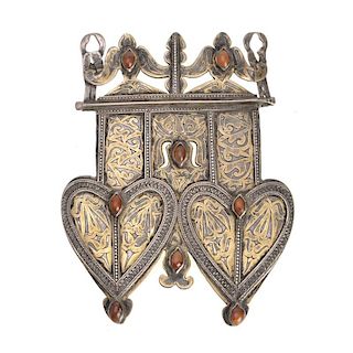 Turkoman silver gilt pendant