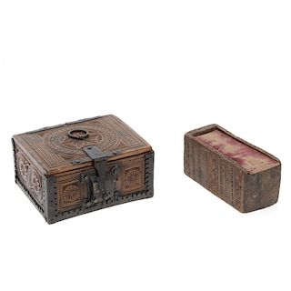 Islamic chip carved hardwood strong box