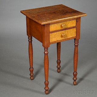Tiger Maple and Cherry Two-drawer Stand