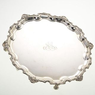 Victorian sterling silver footed salver