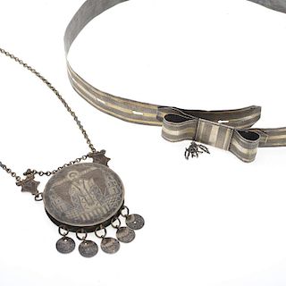 Greek silver pendant and lady's belt