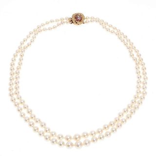 Cultured pearl & 14k yellow gold necklace