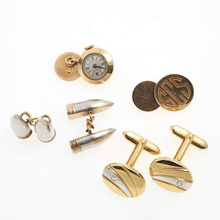 Group gentleman's 14k and gold metal cufflinks