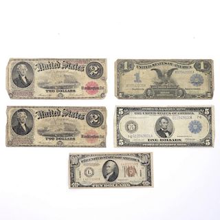 U.S. large notes, federal reserve and silver certs
