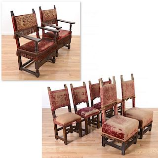 Assembled set (8) Spanish Baroque dining chairs