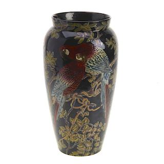 Zsolnay glazed faience Parrot vase