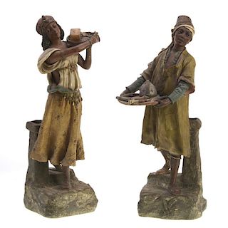 Pair Moorish terracotta figures by Johann Maresch