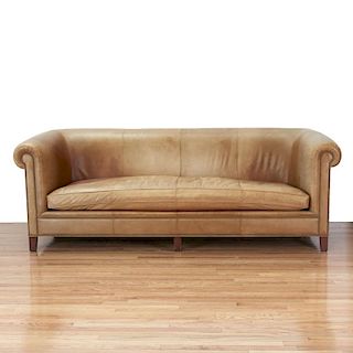 Custom leather closed-nail sofa, Doreen Interiors