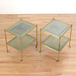 Pair Bagues style shagreen, brass side tables