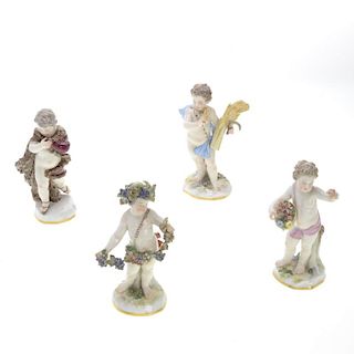 (4) Meissen porcelain allegorical Putto figures