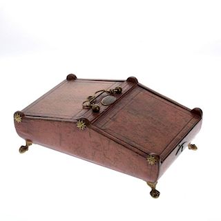 Regency brass mounted leather card box