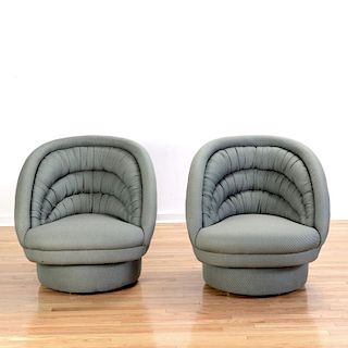 Pair Vladimir Kagan "Crescent" swivel chairs