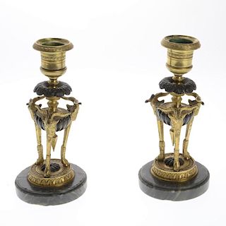 Louis XVI style gilt bronze candlesticks