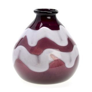 Napoleone Martinuzzi purple and white glass vase