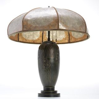 Art Deco patinated table lamp by A. Desgranges