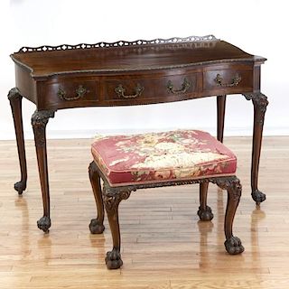 George III style mahogany dressing table and stool