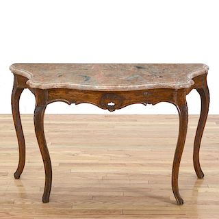 French Provincial marble top console table