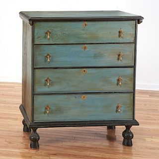 American blue painted blanket chest