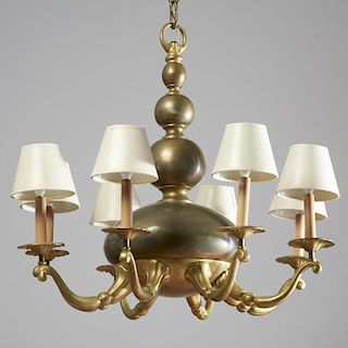 Jugendstil parcel gilt bronze 8-arm chandelier