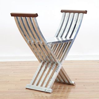 John Vesey aluminum and walnut folding stool