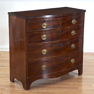 George III mahogany inlaid bow front chest