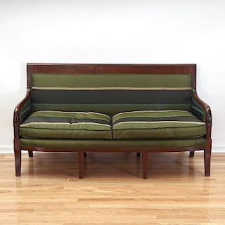 Consulat silk upholstered mahogany sofa