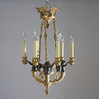 Napoleon III gilt bronze 6-arm chandelier