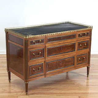 Louis XVI bronze mounted marble top commode