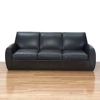 Dakota Jackson black leather sofa