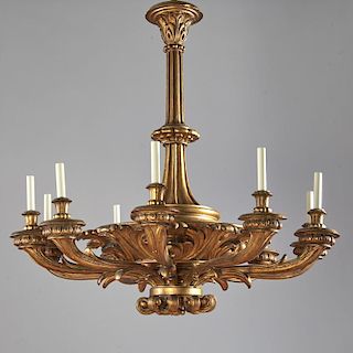 Large Continental Baroque giltwood chandelier