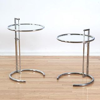 Pair Eileen Gray e-1027 adjustable side tables