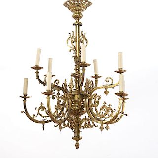 Continental Rococo gilt bronze 10-light chandelier