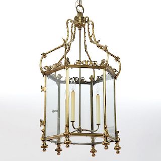 Large Victorian gilt bronze hall lantern