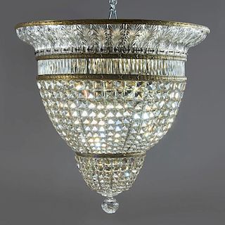 Nice Art Deco crystal, gilt bronze chandelier