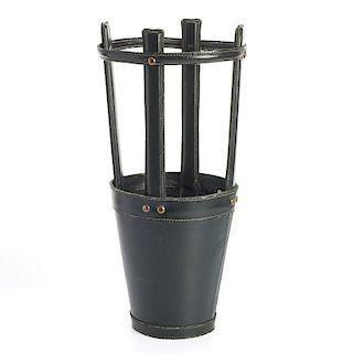 Jacques Adnet stitched leather umbrella stand