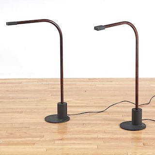 Pair Sonneman style anodized aluminum floor lamps