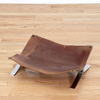 Ross Littell style steel and leather footstool