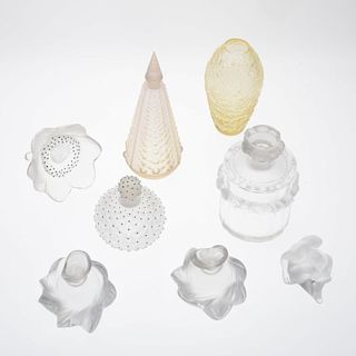 (8) Lalique perfume bottles and cabinet articles