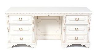 A Louis XVI Style Painted Desk, Francesco Molone Height 31 x width 71 x depth 25 inches.