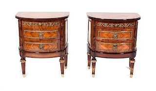 A Pair of Louis XVI Style Gilt Metal Mounted Side Cabinets, J.P. Ehalt Height 26 x width 22 1/2 x 14 1/4 inches.