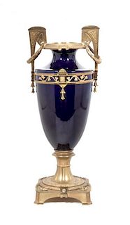 * A Sevres Style Gilt Bronze Mounted Porcelain Vase Height 17 inches.