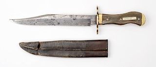 Sheffield Bowie Knife with Hunting Scene Engraved Blade 