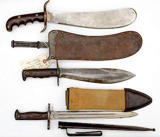 US Krag Bayonet and Bolo Knives, Lot of Three 